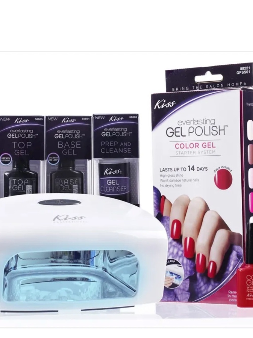 Kiss Pro LED Lamp Gel Polish Machine with Red Colour Gel, French manicure Set++